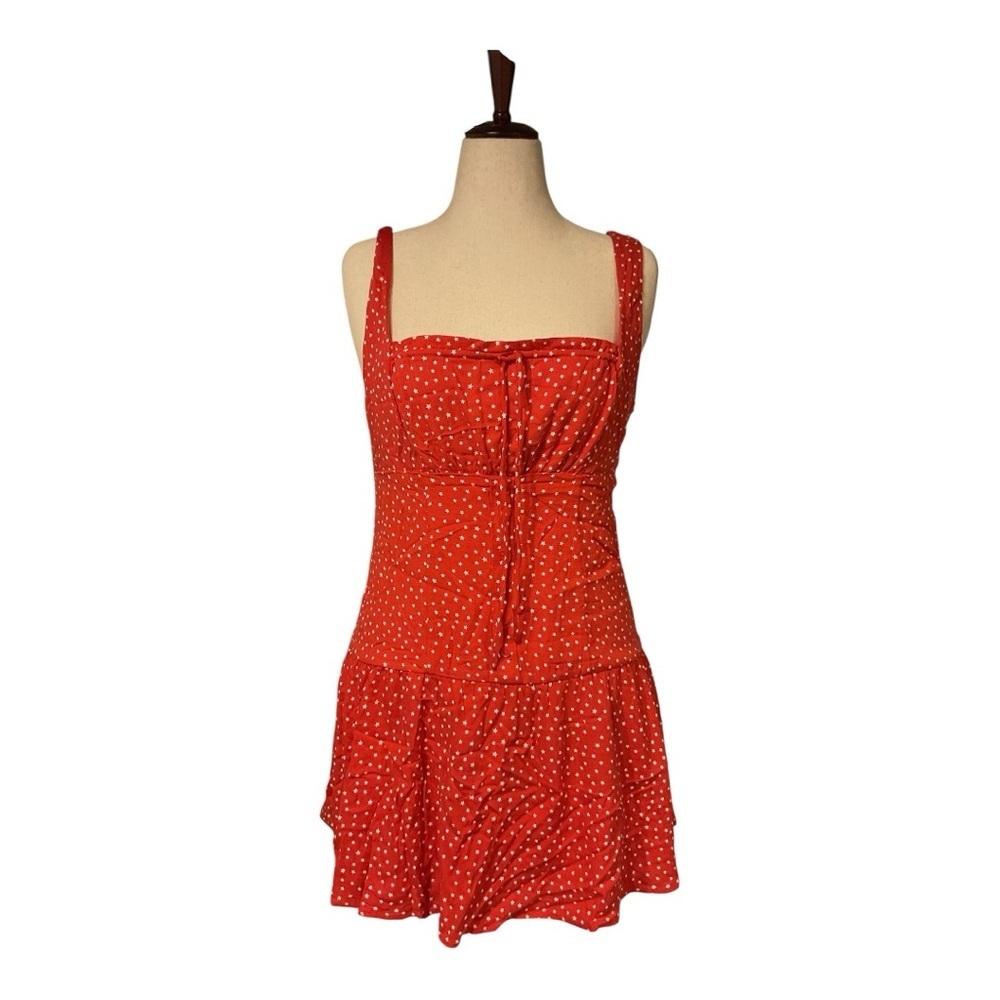 NWT Wild Fable Red and White Emma Babydoll Mini Dress Size L - Picture 3 of 7